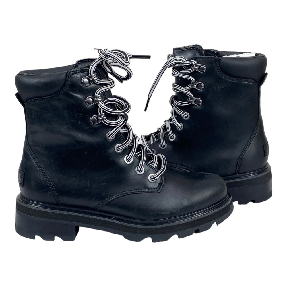Sorel Lennox Lace Waterproof Leather Boots Black Size 6